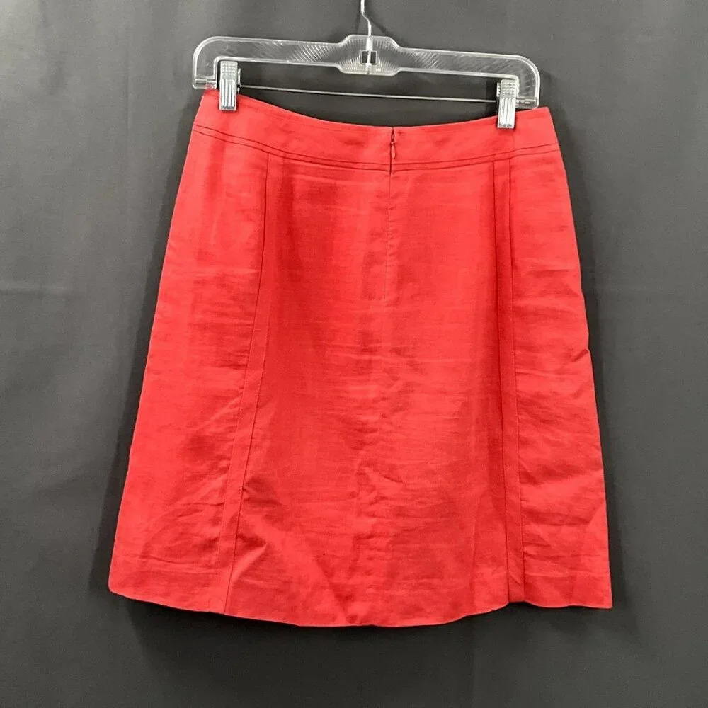 Ann Taylor Skirt Womens 4 P Orange Linen Zipper Closure Lined Business Career